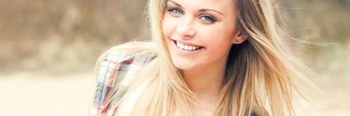 blonde hair woman with beautiful smile
